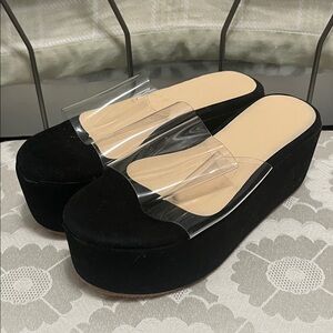 NWOT Black Platform Slide Sandals Size 37/ US 7.5